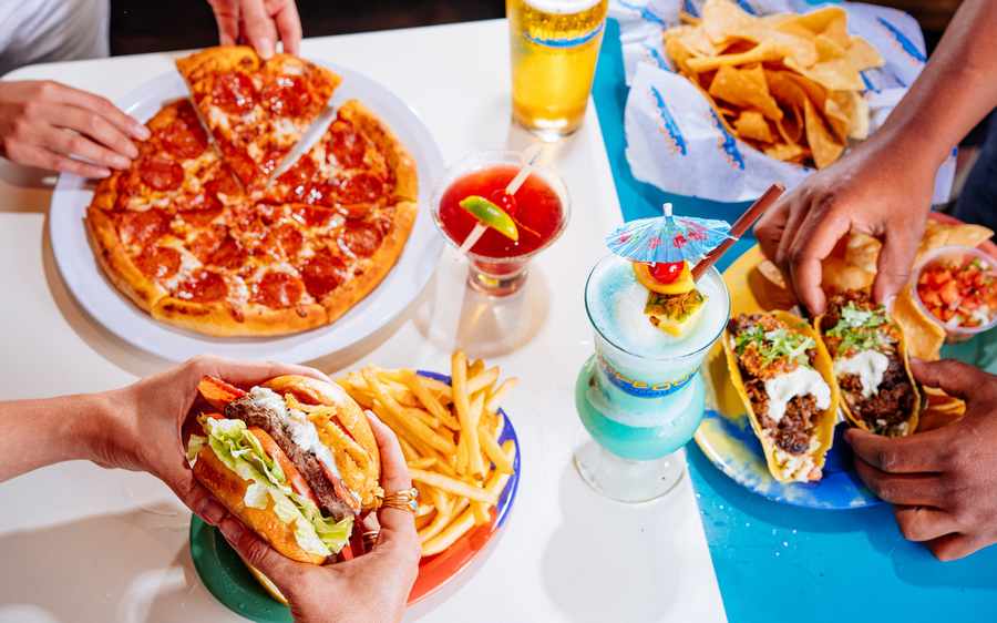 A selection of food from Wipeout Bar & Grill.
